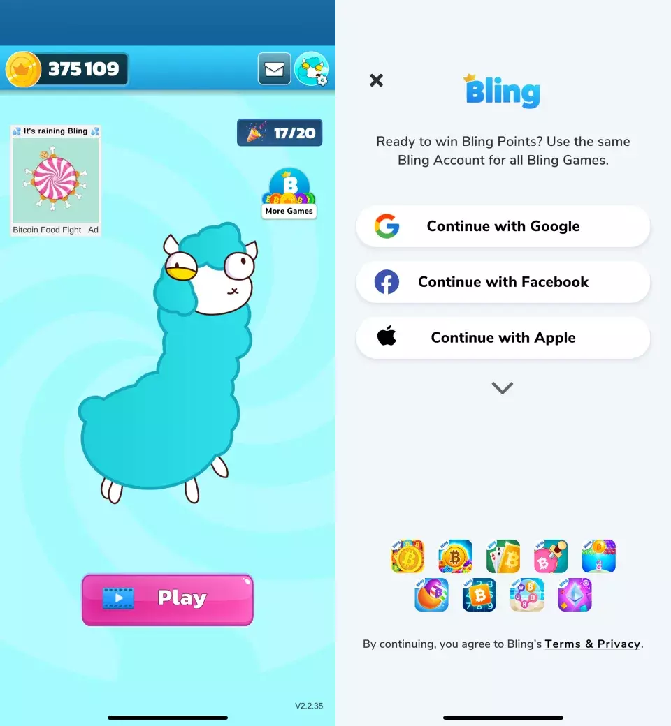 چگونه با انجام بازی های موبایل Bling بیت کوین یا اتریوم به دست آوریم؟